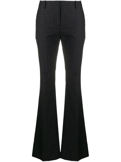 Shop Alexander Mcqueen Pinstripe Flared Trousers In Black