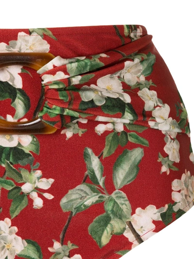 Patbo Floral Print High-rise Bikini Bottoms In Red