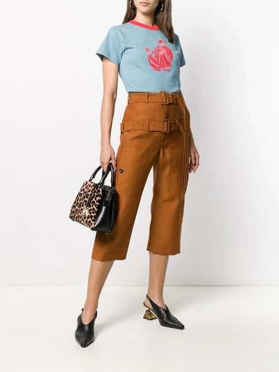 Shop Lanvin Double Belted Cropped Trousers In Orange