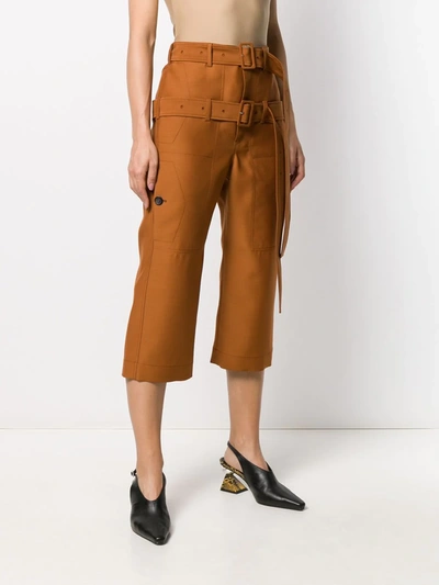 Shop Lanvin Double Belted Cropped Trousers In Orange