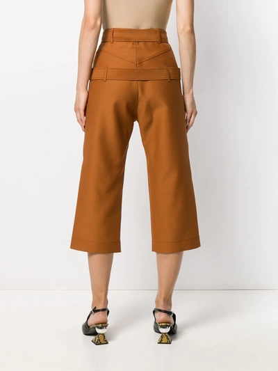 Shop Lanvin Double Belted Cropped Trousers In Orange
