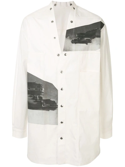 Shop Rick Owens Photo Print V-neck Shirt In White