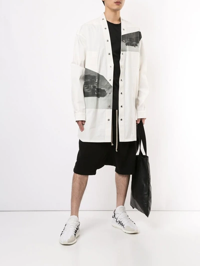 Shop Rick Owens Photo Print V-neck Shirt In White