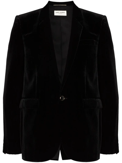 Shop Saint Laurent Single-breasted Velvet Blazer In Black