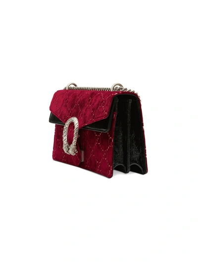 Shop Gucci Red Dionysus Gg Velvet Small Shoulder Bag