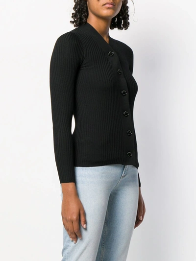Shop Sandro Gabrielle Ribbed-knit Cardigan In Black