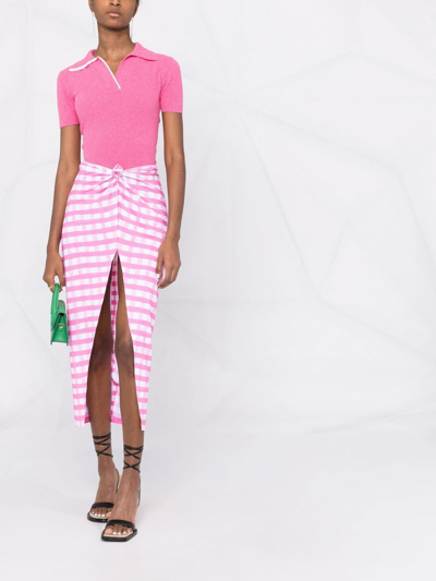 Shop Jacquemus Open-back Knitted Polo Top In Pink