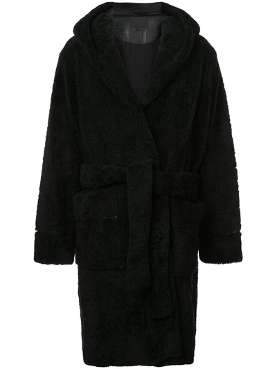 Shop Alexander Wang Fur Robe Coat In Black