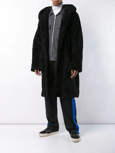 Shop Alexander Wang Fur Robe Coat In Black