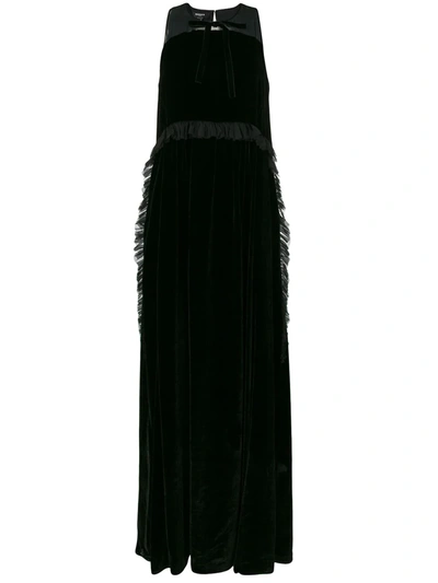 Shop Rochas Long Silk Dress In Black