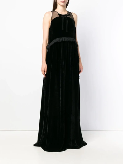 Shop Rochas Long Silk Dress In Black