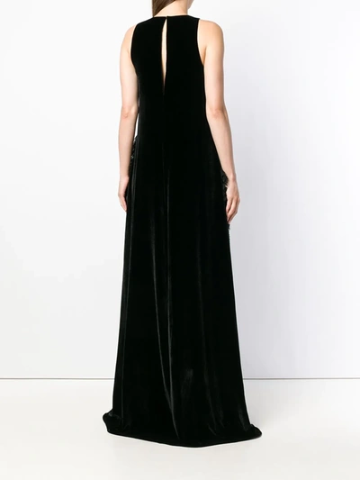 Shop Rochas Long Silk Dress In Black