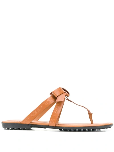 Shop Tod's Logo Sandal In Brown