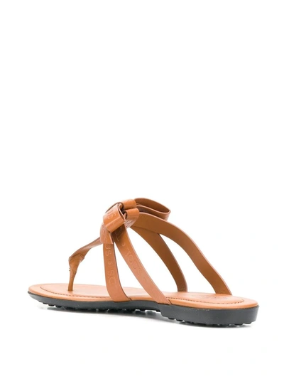 Shop Tod's Logo Sandal In Brown