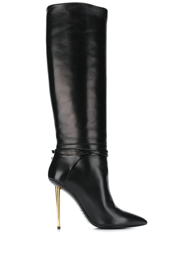 Shop Tom Ford Contrast Stiletto Heel 120mm Boots In Black