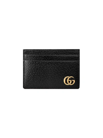 Shop Gucci Gg Marmont Leather Card Holder In Black