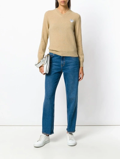 Comme Des Garçons Play V-neck Jumper In Neutrals