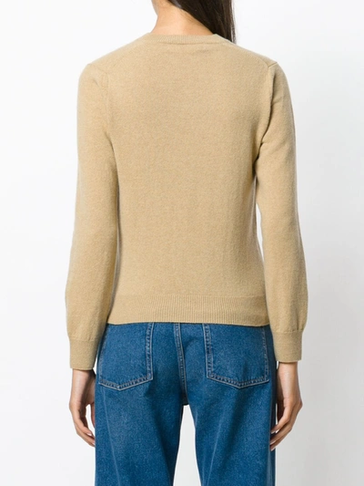 Shop Comme Des Garçons Play V-neck Jumper In Neutrals