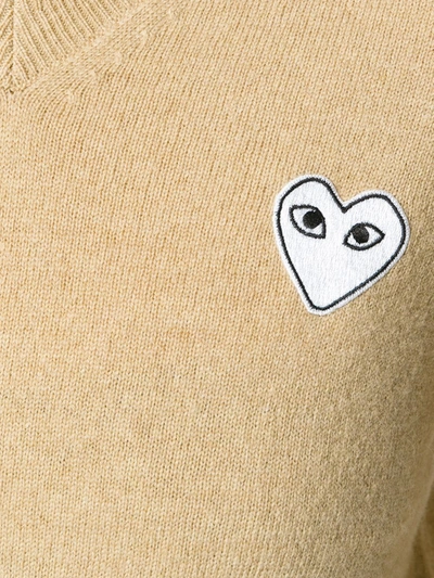 Shop Comme Des Garçons Play V-neck Jumper In Neutrals