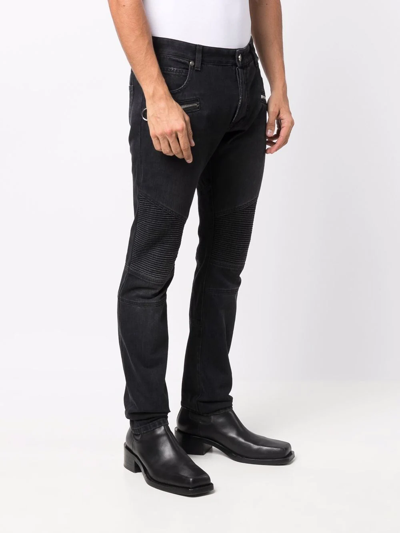 Shop Balmain Skinny-fit Biker Jeans In Schwarz