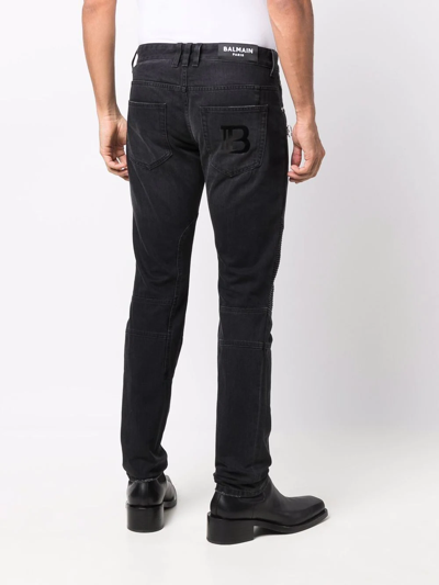 Shop Balmain Skinny-fit Biker Jeans In Schwarz