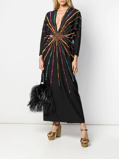 Shop Gucci Sequin Embellished Dress In Black