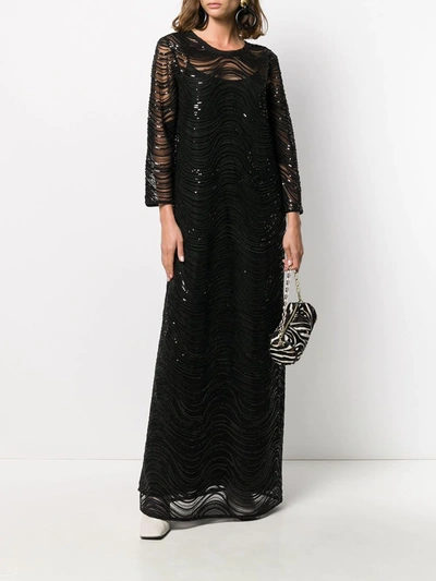 Shop Emporio Armani Sequin-embellished Gown In Black