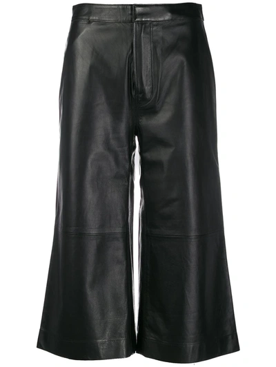 Shop Frame Cropped Wide Leg Trousers In Black