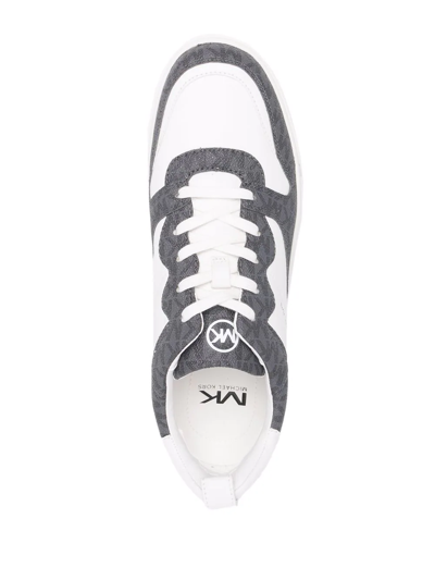 Shop Michael Kors Baxter Monogram-panel Low-top Sneakers In Weiss