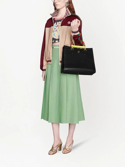 Gucci Beige And Bordeaux Jacket In Jersey With Gg Logo Print In Neutrals