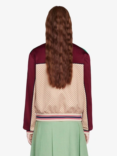 Gucci Beige And Bordeaux Jacket In Jersey With Gg Logo Print In Neutrals