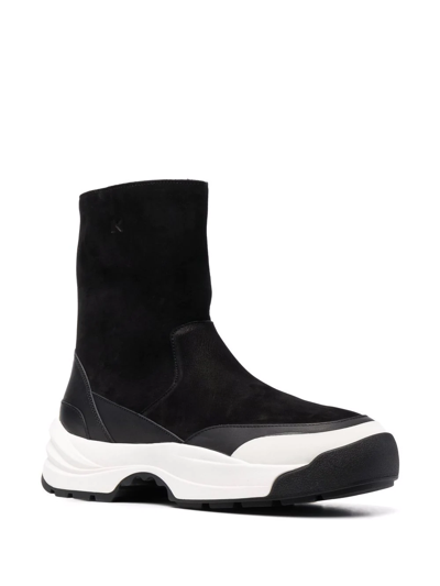 Shop Kenzo Chunky Sole Leather Boots In Schwarz