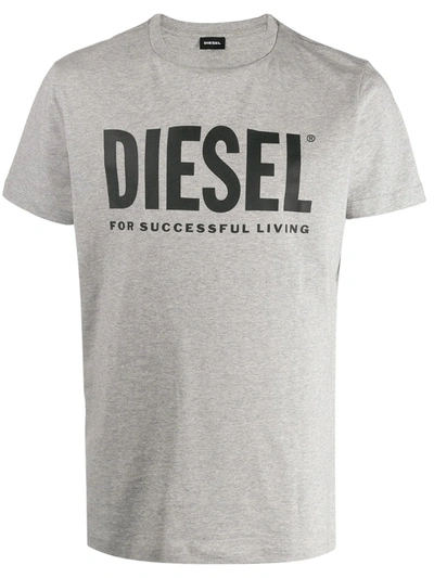 Shop Diesel Logo Print T-shirt In Grey