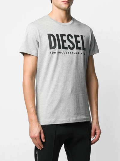Shop Diesel Logo Print T-shirt In Grey