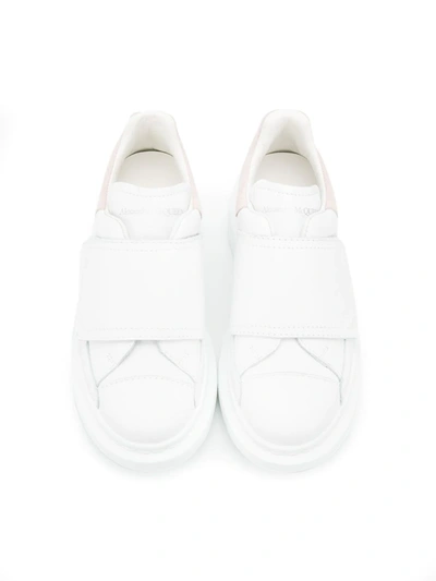 Shop Alexander Mcqueen Touch-strap Extended Sole Sneakers In White