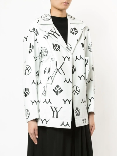 Shop Yohji Yamamoto Asymmetric Leather Jacket In White