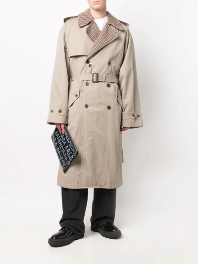 Balenciaga Double-breasted Reversible Trench Coat In Neutrals