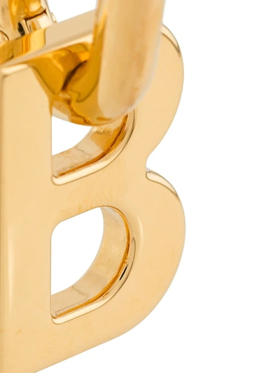 Shop Balenciaga B-logo Hoop Earrings In Gold