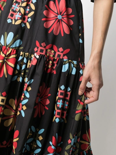 Shop La Doublej Floral Panelled Skirt In Black