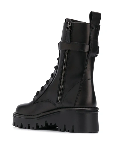 Shop Valentino Lace-up Military Boots In Black