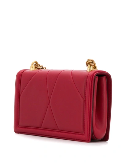 Shop Dolce & Gabbana Medium Devotion Quilted Crossbody Bag In Red