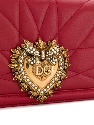 Shop Dolce & Gabbana Medium Devotion Quilted Crossbody Bag In Red