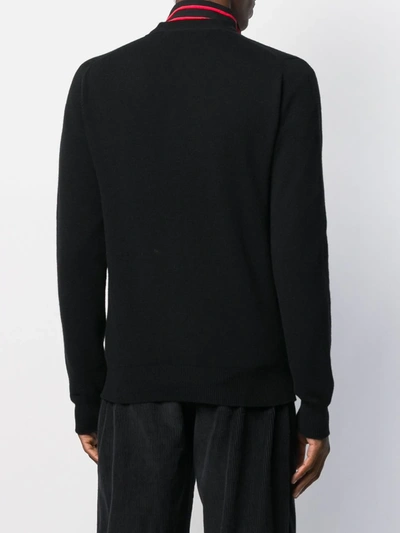 Shop Comme Des Garçons Play Heart Embroidered Slim Fit Cardigan In Black