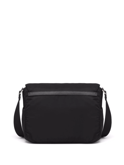 Shop Prada Re-nylon Triangle Logo-plaque Shoulder Bag In Black