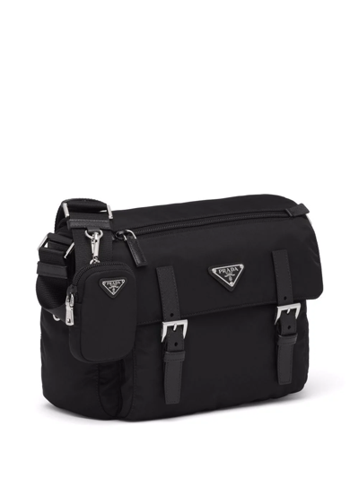 Shop Prada Re-nylon Triangle Logo-plaque Shoulder Bag In Black