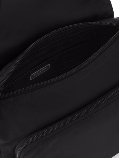 Shop Prada Re-nylon Triangle Logo-plaque Shoulder Bag In Black