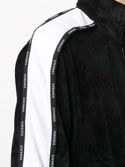 Shop Versace Logo-tape Zipped Track Jacket In Black
