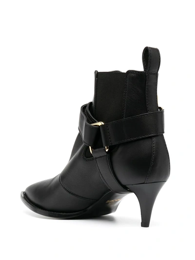 Shop Moschino M Plaque Ankle Boots In Black