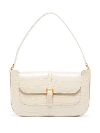 Shop By Far Crocodile-effect Leather Shoulder Bag In White