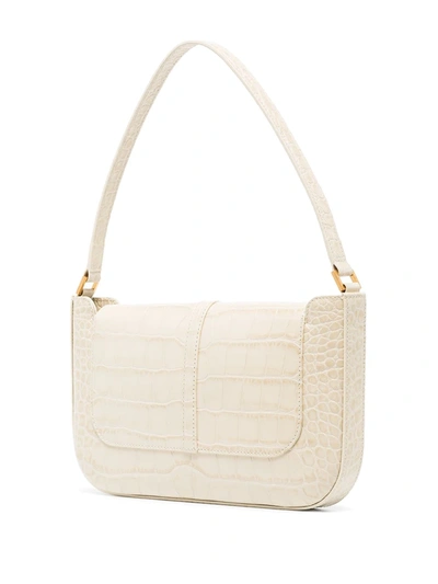 Shop By Far Crocodile-effect Leather Shoulder Bag In White